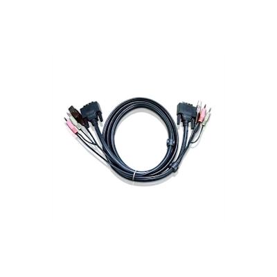 ATEN 2L-7D02UD KVM Kabel DVI-D (Dual Link), USB, Audio, schwarz, 1,8 m