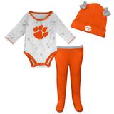 Newborn & Infant Orange/White Clemson Tigers Dream Team Raglan Long Sleeve Bodysuit Hat Pants Set