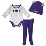 Newborn & Infant Purple/White LSU Tigers Dream Team Raglan Long Sleeve Bodysuit Hat Pants Set