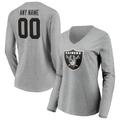 Women's Fanatics Branded Gray Las Vegas Raiders Team Authentic Custom Long Sleeve V-Neck T-Shirt