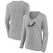 Women's Fanatics Branded Heather Gray Philadelphia Eagles Logo Team Lockup Long Sleeve V-Neck T-Shirt