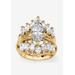 Women's Goldtone Marquise Cut Cubic Zirconia Bridal Ring Set (6 cttw TDW) by PalmBeach Jewelry in Gold (Size 5)