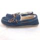 J. Crew Shoes | J. Crew Blue Suede Shoes Moccasins Slippers Sherpa Lining Hard Sole Womens Sz 7 | Color: Blue | Size: 7
