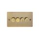 Antique Brass Metal Decorative Switches And Sockets Kitchen/Interior Wall Face Plate Power Outlet (Quadruple 400W 2-Way Dimmer Switch)