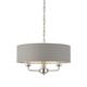 ENDON 94377 Classic Modern Highclere 3 Light 40W E14 LED Height Adjustable Pendant Ceiling Light in Bright Nickel Plate & Charcoal Linen Shade