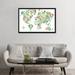 East Urban Home Floral World Map - Gallery Wall Print on Canvas Metal in Blue/Green/White | 32 H x 48 W in | Wayfair