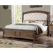 Cimarron Transitional Natural Tone Tufted Sleigh Panel Bed by Furniture of America