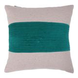 Pillow Perfect Throw Pillow In Wide Pleated Velvet Stripe Yellow, 18" X 18" Polyester/Polyfill/Cotton in Green | 18 H x 18 W x 5 D in | Wayfair