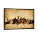 East Urban Home Foxed (Retro) Skyline Series: New York City, New York, USA II Graphic Art on Wrapped Canvas Metal in Black/Green/Orange | Wayfair