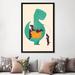 Zoomie Kids 'T-Rex & His Basketful of Wiener Dogs' - Wrapped Canvas Print, Wood in Black/Green/Orange | 26 H x 18 W in | Wayfair