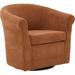 Barrel Chair - Mercury Row® Anstett 30.5" Wide Polyester Swivel Barrel Chair Wood/Fabric in Brown | 30 H x 30.5 W x 27 D in | Wayfair
