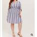 Torrid Dresses | Nwt Blue & White Stripe Zip Front Shirt Dress Sz 18/20 | Color: Blue/White | Size: 18