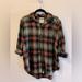 American Eagle Outfitters Tops | American Eagle Green Boyfriend Fit Long Sleeve Flannel Shirt | Color: Green/Pink | Size: M