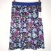 Lularoe Skirts | Lularoe Skirt Lola Floral On Stripes, Purple Blue, Elastic Waist Sz 2x Nwt | Color: Blue/Purple | Size: 2x