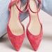 Anthropologie Shoes | Anthropologie Size 7 Pointed Toe Embroidered Bow Ballet Flats | Color: Orange/Pink | Size: 7