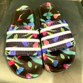 Adidas Shoes | Adidas Adilette Floral Multicolor Slides Three Stripes Womens 11 | Color: Black | Size: 11