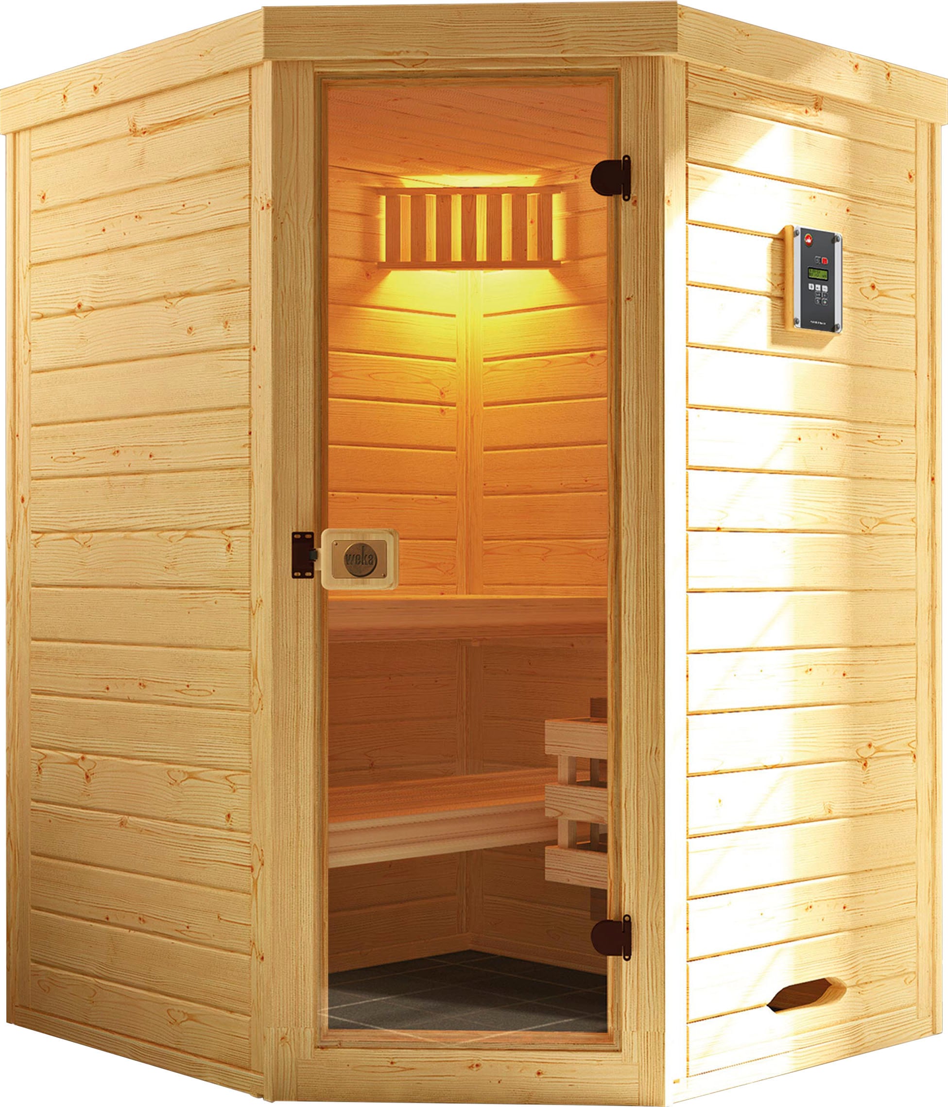 Sauna WEKA "Laukkala", beige (natur), Saunaofen, externe Steuerung, 3,6 kW, Saunen, 3,6 kW-Ofen mit digitaler Steuerung
