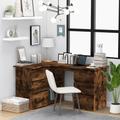 vidaXL Corner Desk Smoked Oak 145x100x76 cm Engineered Wood