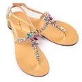 Sandales de plage pour femmes chaussures en diamant de style bohème tongs à lanières en T