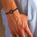 Bracelet de Karma à cordon noir breloque à boucle circulaire bijoux de Yoga spirituel Bracelet