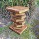 "Book Stack Table 20\"-Waxed/Gold, Hand Carved, Solid Wood, Side Table, Lamp Table, Plant Stand"