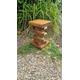 "Book Stack Table 20\"-Waxed, Hand Carved, Solid Wood, Side Table, Lamp Table, Plant Stand,Rustic"