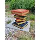 "Book Stack Table 16\"-Painted/Gold, Hand Carved, Solid Wood, Side Table, Lamp Table, Plant Stand"