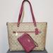 Coach Bags | Nwt! Coach Signature Canvas Gallery Tote & Matching Wristlet Set. | Color: Cream/Pink | Size: Os