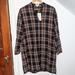 Anthropologie Tops | Anthropologie The Korner Cotton Plaid Flannel Button Down Tunic Dress | Color: Black/Brown | Size: S