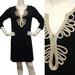 Lilly Pulitzer Dresses | Lilly Pulitzer Devlin Merino Wool Sweater Dress Metallic Gold Soutache Trim M | Color: Black/Gold | Size: M