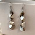 Anthropologie Jewelry | Anthropologie Mother Of Pearl Drop Earrings | Color: Cream/Silver | Size: Os