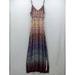 Anthropologie Dresses | Anthropologie Womens Geometric Print Maxi Dress Size L Spaghetti Strap Tie Waist | Color: Purple/Tan | Size: L