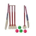 Kosma Junior 2 Player’s Kwik Cricket Set | Cricket Set with bag | 2 x Bats | 4 x Balls | Wicket Stump set with Bails | Single Stump | Ivory & Red Color | For Ages 8-13 years