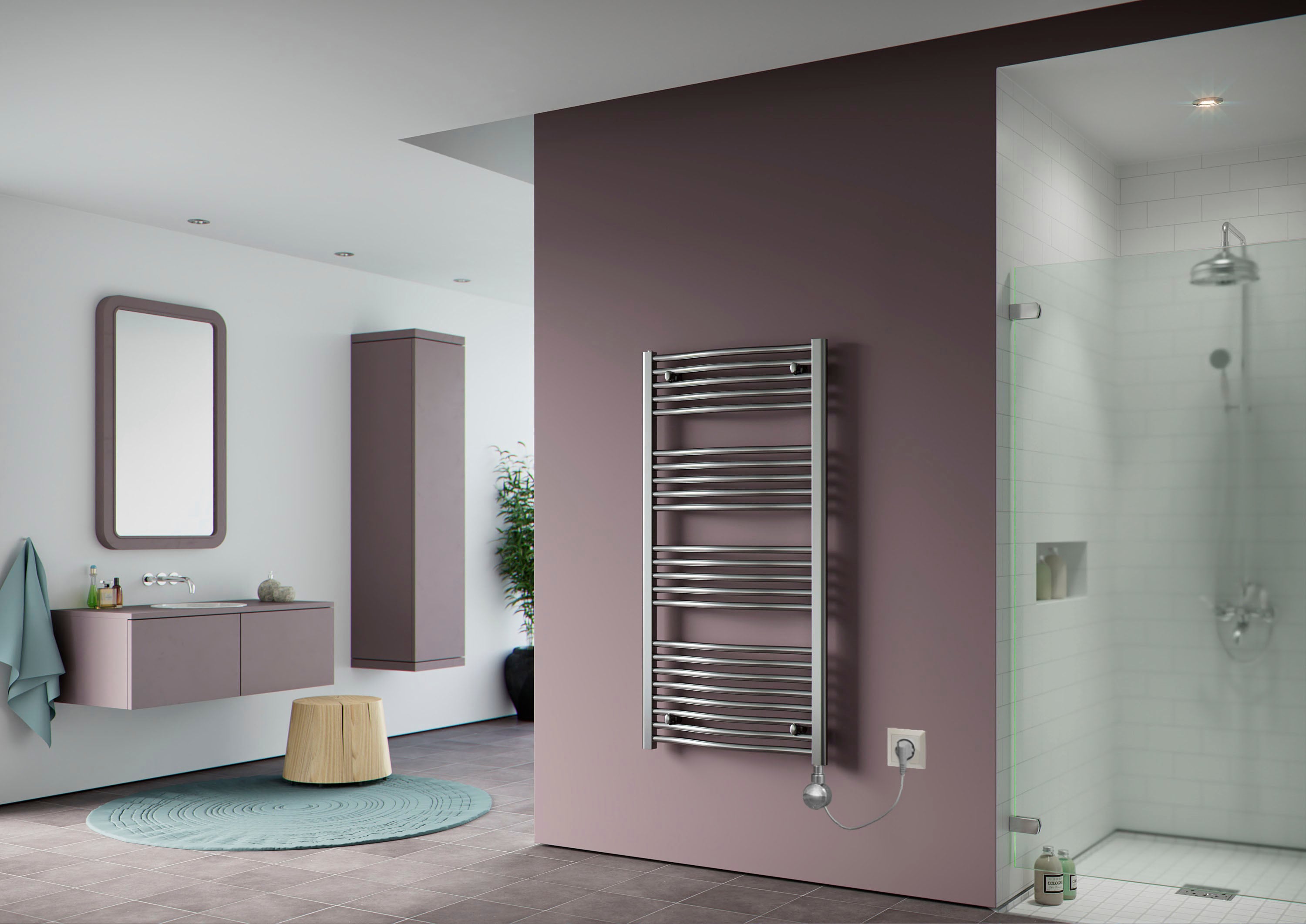 XIMAX Elektrischer Badheizkörper "C3, 1172 mm x 600 mm", grau (chromfarben), B/H/T: 60cm x 117,2cm x 6cm, hochglänzend, Heizkörper, 600 Watt, Heizstab Typ 5, Chrom