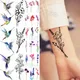 Tatouages Temporaires Floraux Noirs pour Femmes et Bol Interconnexion Colibri Lavande Faux