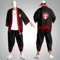 Kimono et pantalon ensemble hommes Cardigan Blouse Haori Obi vêtements asiatiques Plus taille XS-6XL