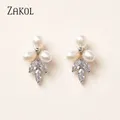 ZAKOL – boucles d'oreilles Marquise en zircone pour femmes en pierre CZ perles irrégulières