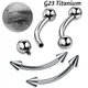 Piercing pour les Yeux en Titane G23 16G 3/4mm Boule Cône Acier Inoxydable Barbell Incurvé