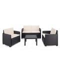 Dmora - Outdoor-Lounge-Set Sassari, Gartengarnitur mit 2 Sesseln, 1 Sofa und 1 Couchtisch, Sitzecke in Rattan-Optik mit Kissen, 100 % Made in Italy, Anthrazit