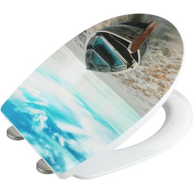 WC-Sitz Boat High Gloss, Thermoplast, Mehrfarbig, Thermoplast mehrfarbig, Edelstahl rostfrei silber