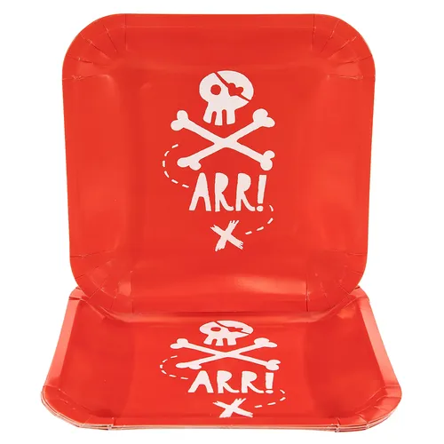 Assiettes en carton ""pirate"", 20 x 20 cm, 6 pièces