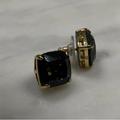 Kate Spade Jewelry | Kate Spade Black With Gold Glitter Specks Square 12k Stud Earrings | Color: Black/Gold | Size: Os