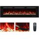 127cm Electric Fireplace Inserts, Recessed and Wall Mounted Fireplace Heater, Linear Fireplace/Thermostat, Remote & Touch Screen, Multicolor Flame, Timer, Log & Crystal, 750W/1500W