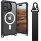 MAGEASY Protective iPhone 14 Pro Case with Strap 6.1" - 16ft Drop Tested, Case with Crossbody Lanyard, Compatible with MagSafe - Odyssey+ M (3 Lens) (Metal Frame, Mystery Black)