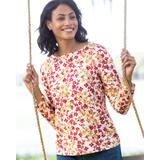Appleseeds Women's Orchard Floral-Print Bateau-Neck Tee - Multi - PM - Petite