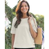 Appleseeds Women's Captiva Cotton Side-Button Top - Grey - 3X - Womens