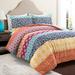 Lush Décor Bohemian Stripe Reversible Cotton Duvet Cover Fuchsia/Orange 3Pc Set King - Triangle Home Decor 21T011733