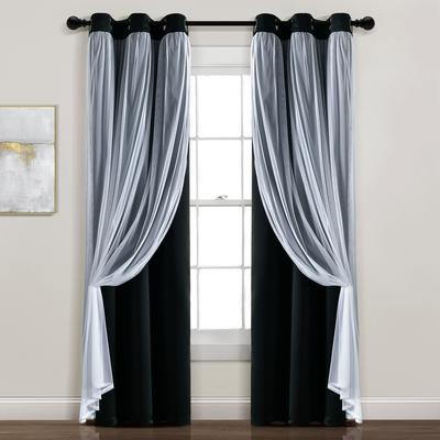 Lush Décor Grommet Sheer Panels With Insulated Blackout Lining Black 38X84 Set - Triangle Home Décor 21T013367
