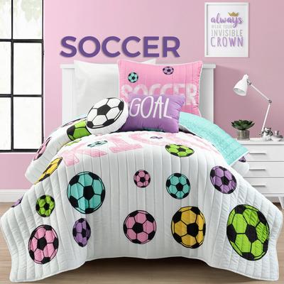 Lush Décor Girls Soccer Kick Reversible Oversized...