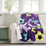 Lush Décor Girls Soccer Kick Sherpa Throw Purple Single 50x60 - Triangle Home Décor 21T012826